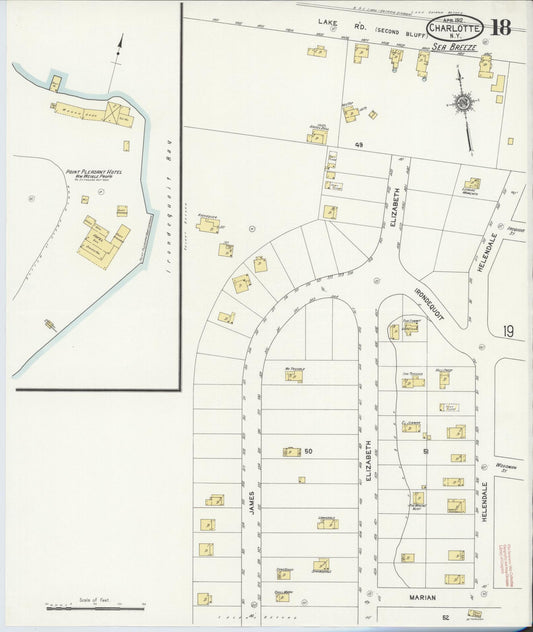 Sanborn Fire Insurance Map from Charlotte, Monroe County, New York (1912), Sheet #0018 - Historic Sanborn Fire Insurance Map Print, vintage old map wall art, antique decor, genealogy gift, New York New York map