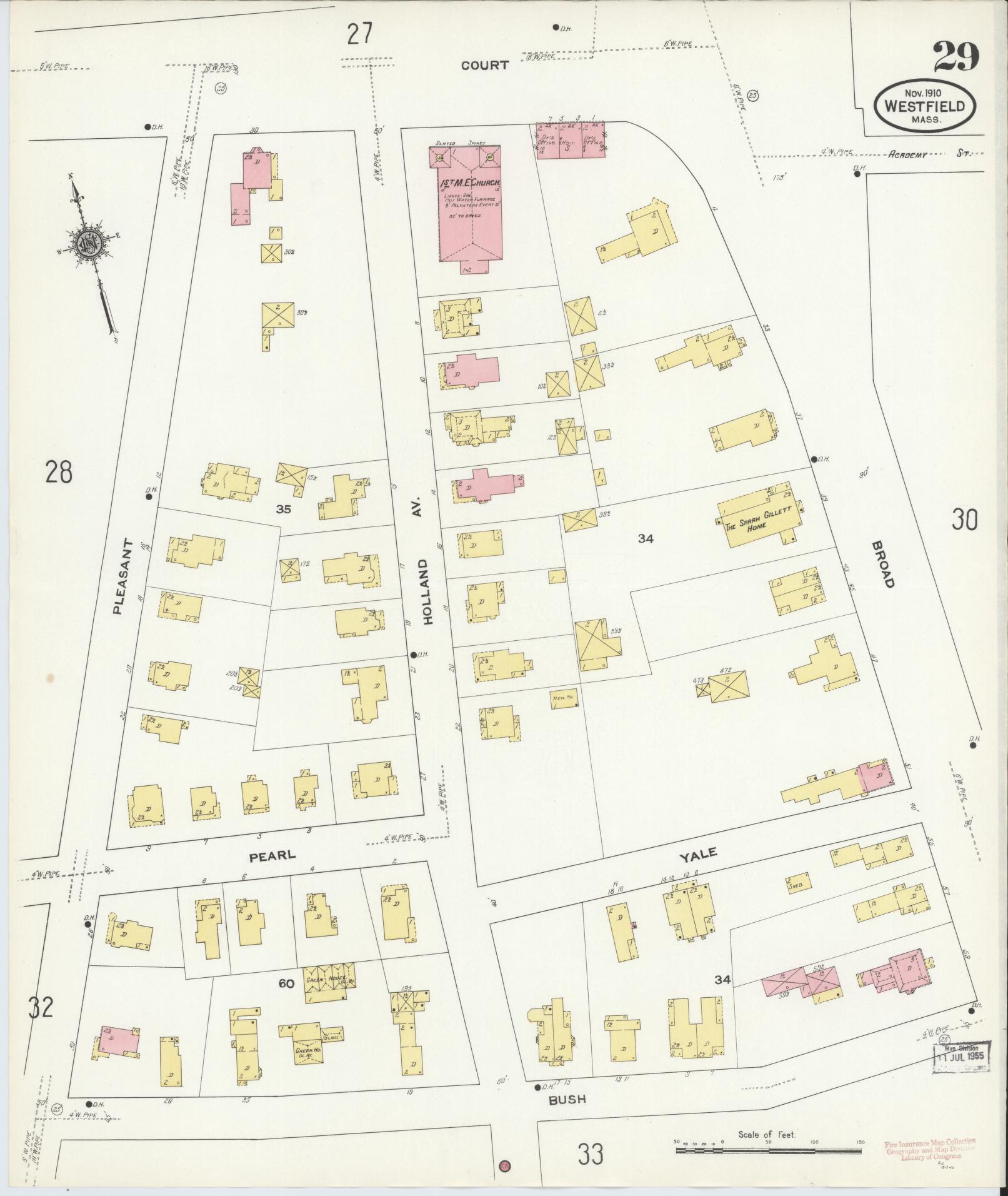 Sanborn Fire Insurance Map from Westfield, Hampden County, Massachusetts (1910), Sheet #0029 - Complete Map Set gallery image, historic Sanborn map, vintage wall art, Massachusetts Massachusetts