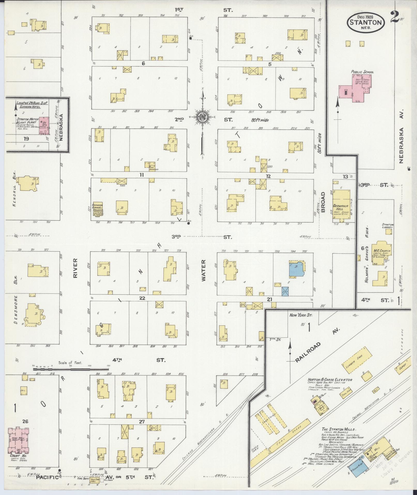 Sanborn Fire Insurance Map from Stanton, Stanton County, Nebraska (1909), Sheet #0002 - Historic Sanborn Fire Insurance Map Print, vintage old map wall art, antique decor, genealogy gift, Nebraska Nebraska map
