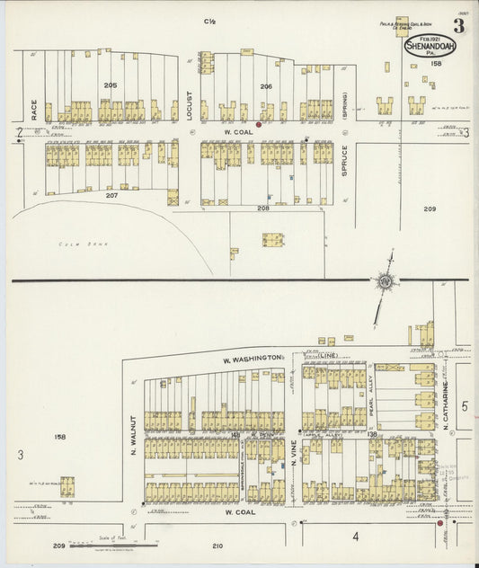Sanborn Fire Insurance Map from Shenandoah, Schuylkill County, Pennsylvania (1921), Sheet #0003 - Historic Sanborn Fire Insurance Map Print, vintage old map wall art, antique decor, genealogy gift, Pennsylvania Pennsylvania map