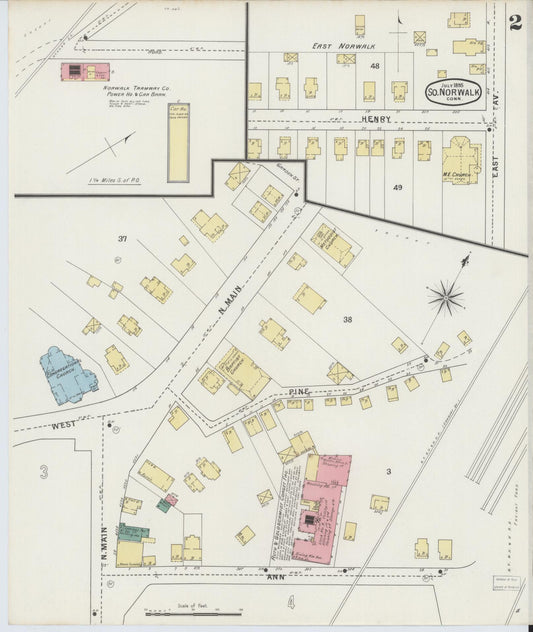Sanborn Fire Insurance Map from South Norwalk, Fairfield County, Connecticut (1895), Sheet #0002 - Complete Map Set gallery image, historic Sanborn map, vintage wall art, Connecticut Connecticut