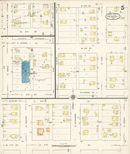 Sanborn Fire Insurance Map from Peabody, Marion County, Kansas (1922), Sheet #0005 - Complete Map Set gallery image, historic Sanborn map, vintage wall art, Kansas Kansas