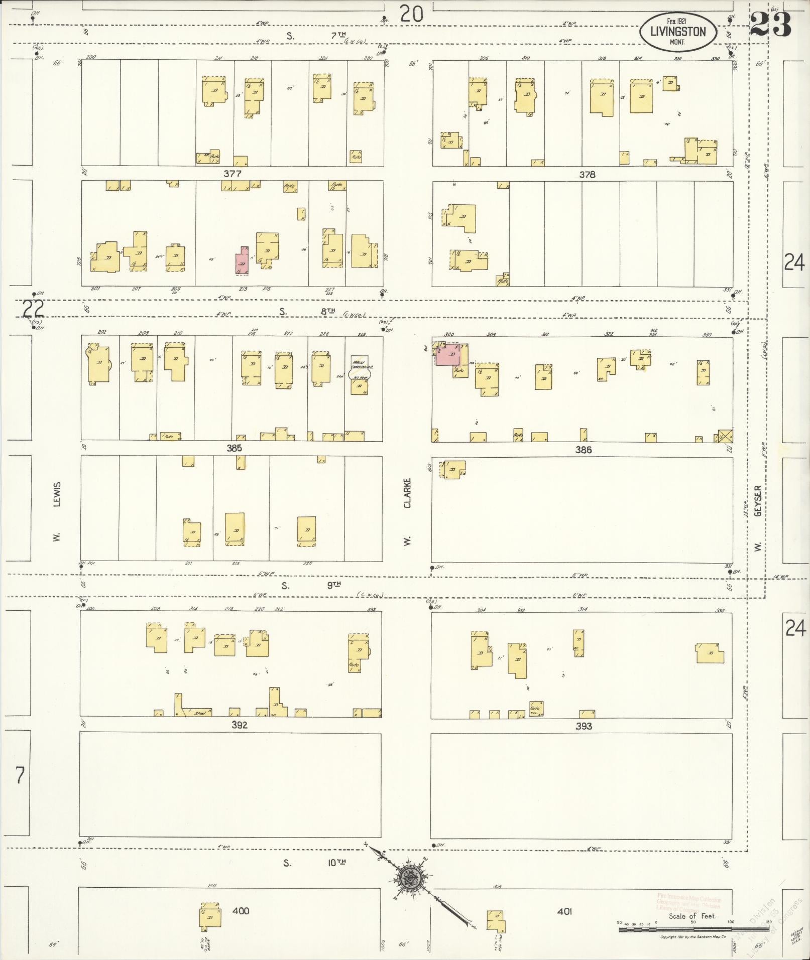 Sanborn Fire Insurance Map from Livingston, Park County, Montana (1921), Sheet #0023 - Historic Sanborn Fire Insurance Map Print, vintage old map wall art, antique decor, genealogy gift, Montana Montana map