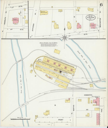 Sanborn Fire Insurance Map from Pulaski, Pulaski County, Virginia (1903), Sheet #0006 - Complete Map Set gallery image, historic Sanborn map, vintage wall art, Virginia Virginia