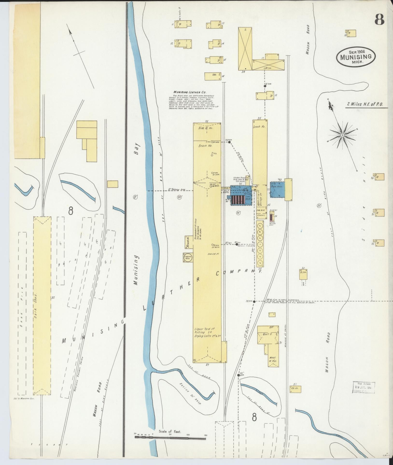 Sanborn Fire Insurance Map from Munising, Alger County, Michigan (1906), Sheet #0008 - Historic Sanborn Fire Insurance Map Print, vintage old map wall art, antique decor, genealogy gift, Michigan Michigan map