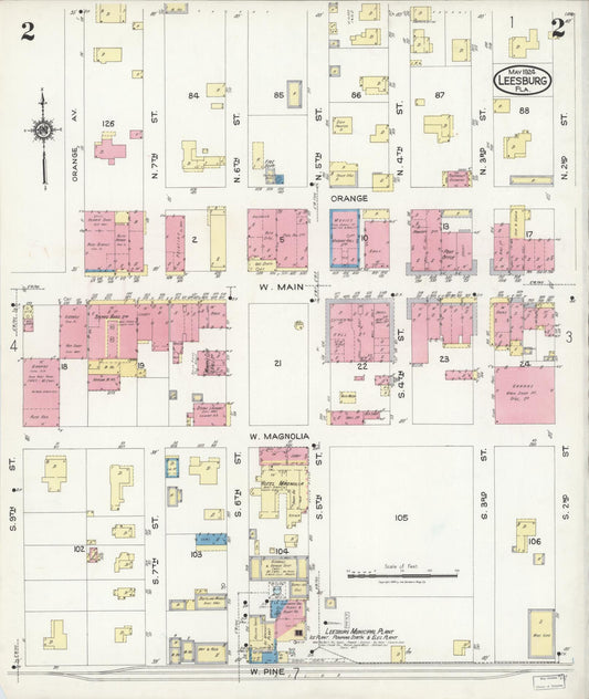 Sanborn Fire Insurance Map from Leesburg, Lake County, Florida (1924), Sheet #0002 - Historic Sanborn Fire Insurance Map Print, vintage old map wall art, antique decor, genealogy gift, Florida Florida map