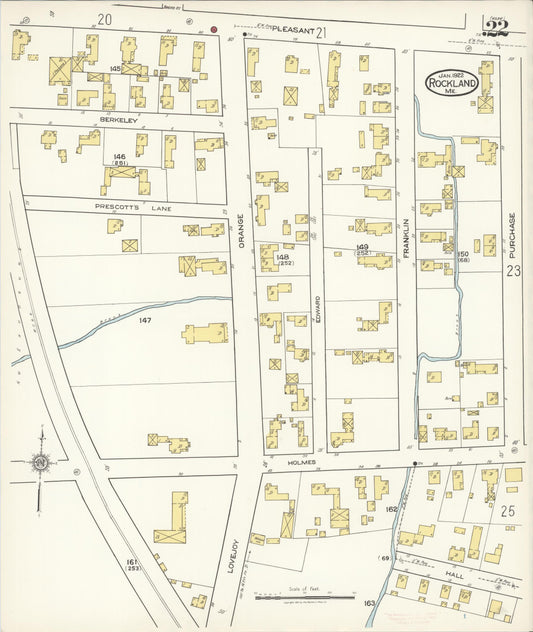 Sanborn Fire Insurance Map from Rockland, Knox County, Maine (1922), Sheet #0022 - Historic Sanborn Fire Insurance Map Print, vintage old map wall art, antique decor, genealogy gift, Maine Maine map