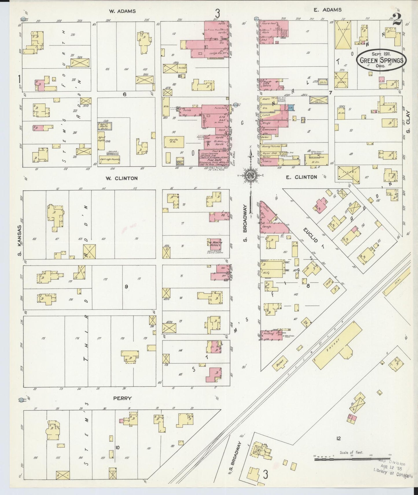 Sanborn Fire Insurance Map from Green Springs, Sandusky And Seneca Counties, Ohio (1911), Sheet #0002 - Historic Sanborn Fire Insurance Map Print, vintage old map wall art, antique decor, genealogy gift, Ohio Ohio map