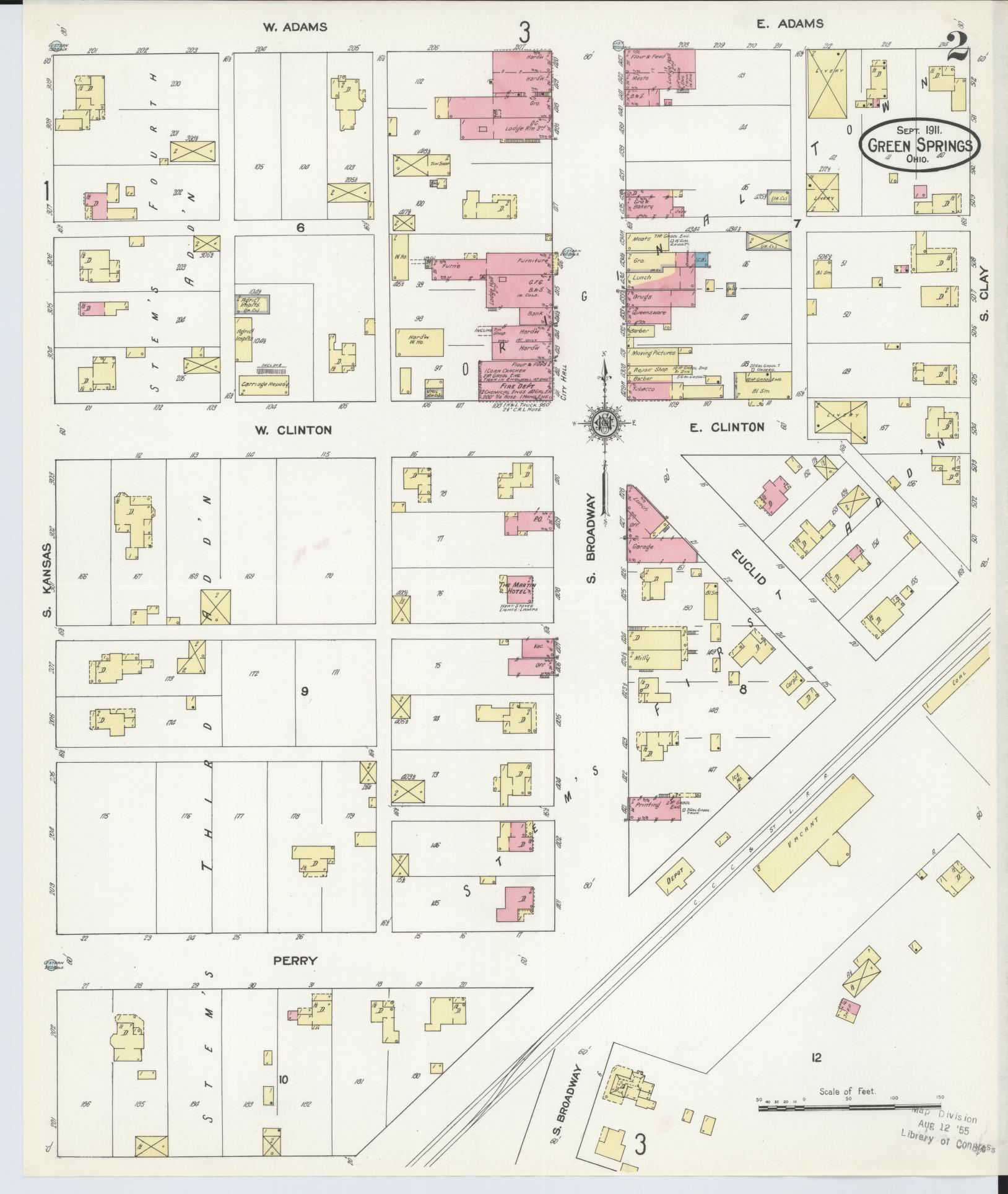 Sanborn Fire Insurance Map from Green Springs, Sandusky And Seneca Counties, Ohio (1911), Sheet #0002 - Historic Sanborn Fire Insurance Map Print, vintage old map wall art, antique decor, genealogy gift, Ohio Ohio map