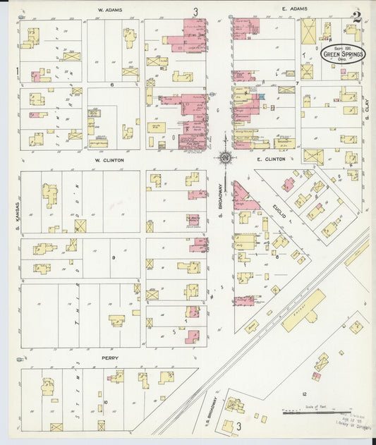 Sanborn Fire Insurance Map from Green Springs, Sandusky And Seneca Counties, Ohio (1911), Sheet #0002 - Historic Sanborn Fire Insurance Map Print, vintage old map wall art, antique decor, genealogy gift, Ohio Ohio map