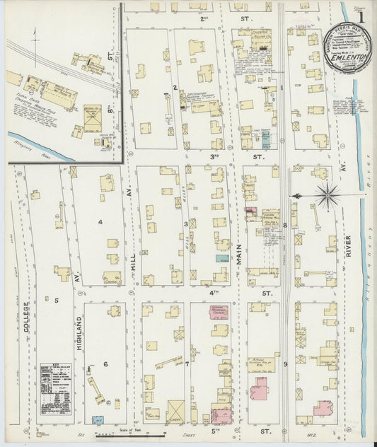 Sanborn Fire Insurance Map from Emlenton, Venango County, Pennsylvania (1891), Sheet #0001 - Historic Sanborn Fire Insurance Map Print, vintage old map wall art, antique decor, genealogy gift, Pennsylvania Pennsylvania map
