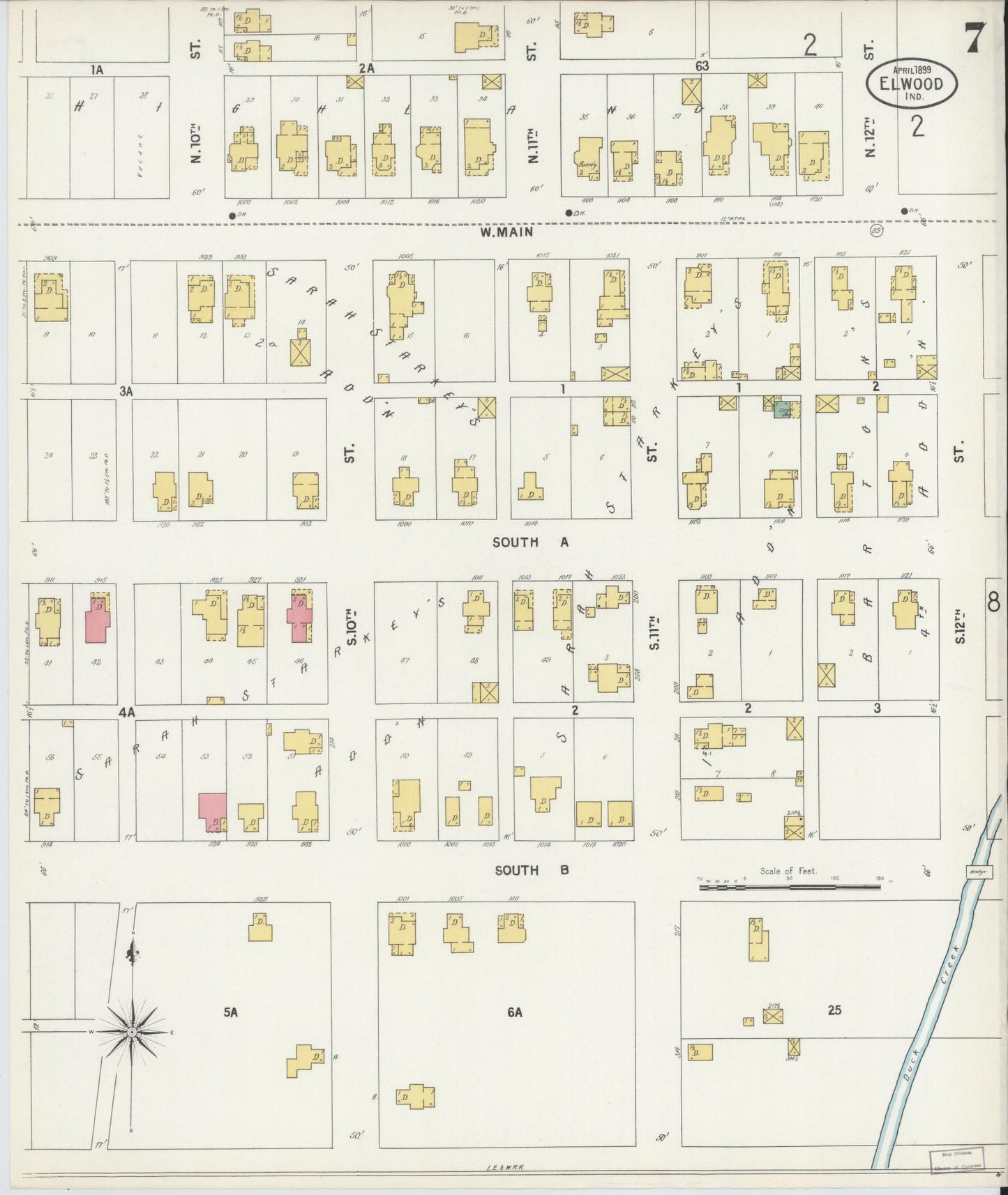 Sanborn Fire Insurance Map from Elwood, Madison County, Indiana (1899), Sheet #0007 - Complete Map Set gallery image, historic Sanborn map, vintage wall art, Indiana Indiana