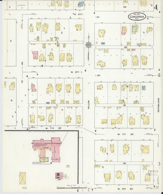 Sanborn Fire Insurance Map from Concordia, Cloud County, Kansas (1911), Sheet #0004 - Historic Sanborn Fire Insurance Map Print, vintage old map wall art, antique decor, genealogy gift, Kansas Kansas map