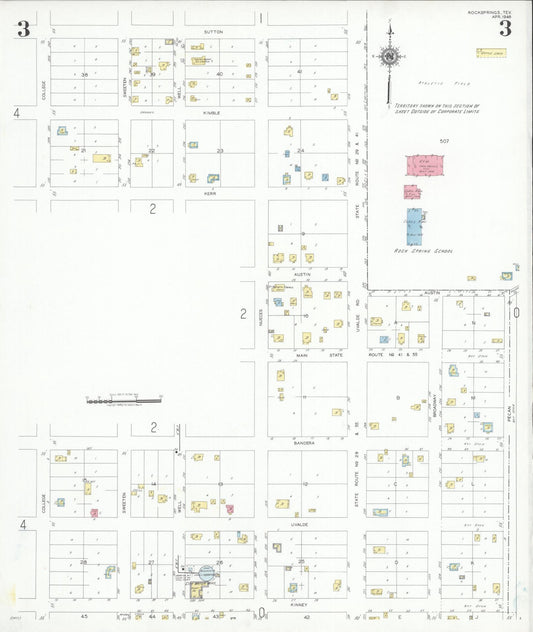 Sanborn Fire Insurance Map from Rocksprings, Edwards County, Texas (1948), Sheet #0003 - Historic Sanborn Fire Insurance Map Print, vintage old map wall art, antique decor, genealogy gift, Texas Texas map