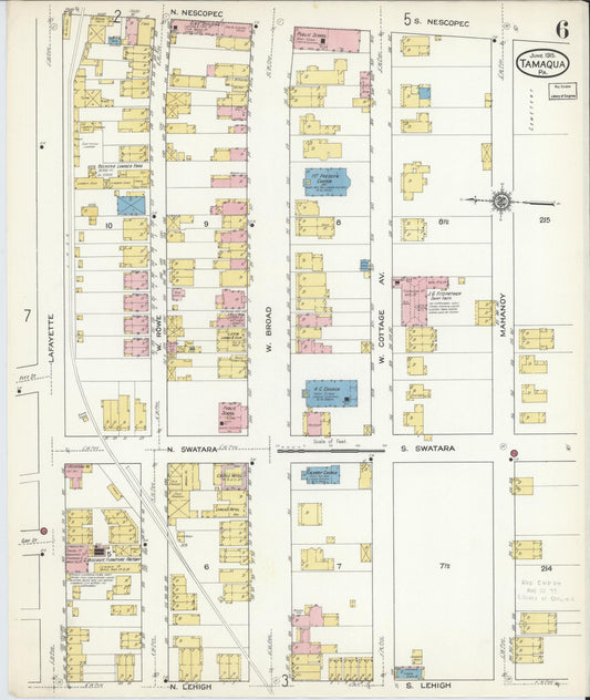 Sanborn Fire Insurance Map from Tamaqua, Schuylkill County, Pennsylvania (1915), Sheet #0006 - Historic Sanborn Fire Insurance Map Print, vintage old map wall art, antique decor, genealogy gift, Pennsylvania Pennsylvania map