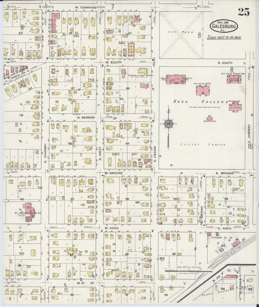 Sanborn Fire Insurance Map from Galesburg, Knox County, Illinois (1918), Sheet #0025 - Historic Sanborn Fire Insurance Map Print, vintage old map wall art, antique decor, genealogy gift, Illinois Illinois map