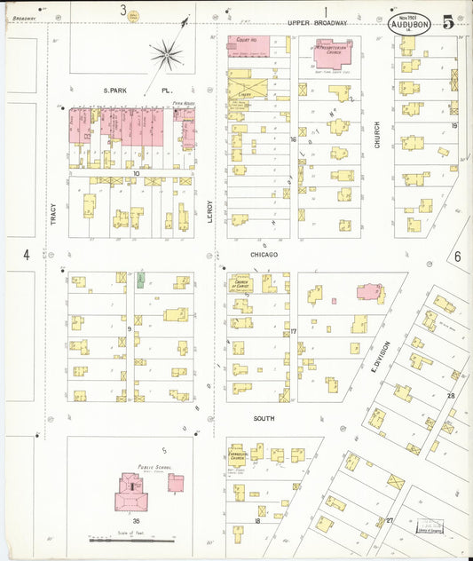 Sanborn Fire Insurance Map from Audubon, Audubon County, Iowa (1901), Sheet #0005 - Historic Sanborn Fire Insurance Map Print, vintage old map wall art