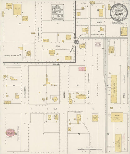 Sanborn Fire Insurance Map from Nelson, Butte County, California (1914), Sheet #0001 - Historic Sanborn Fire Insurance Map Print, vintage old map wall art, antique decor, genealogy gift, California California map