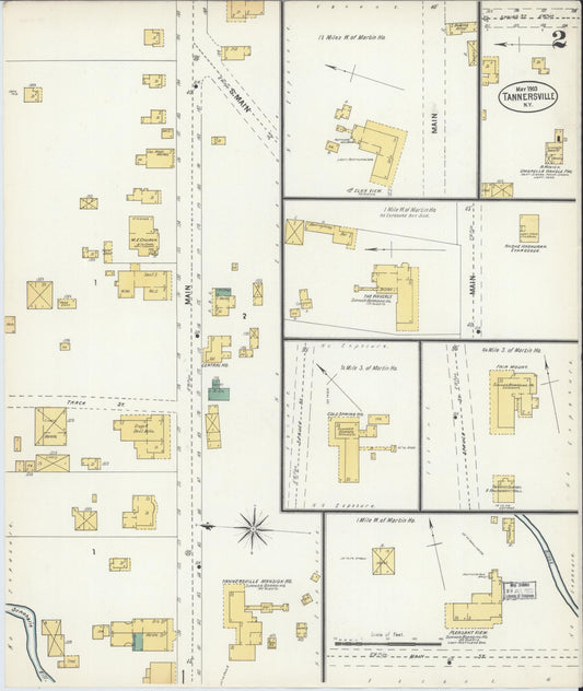 Sanborn Fire Insurance Map from Tannersville, Greene County, New York (1903), Sheet #0002 - Historic Sanborn Fire Insurance Map Print, vintage old map wall art, antique decor, genealogy gift, New York New York map