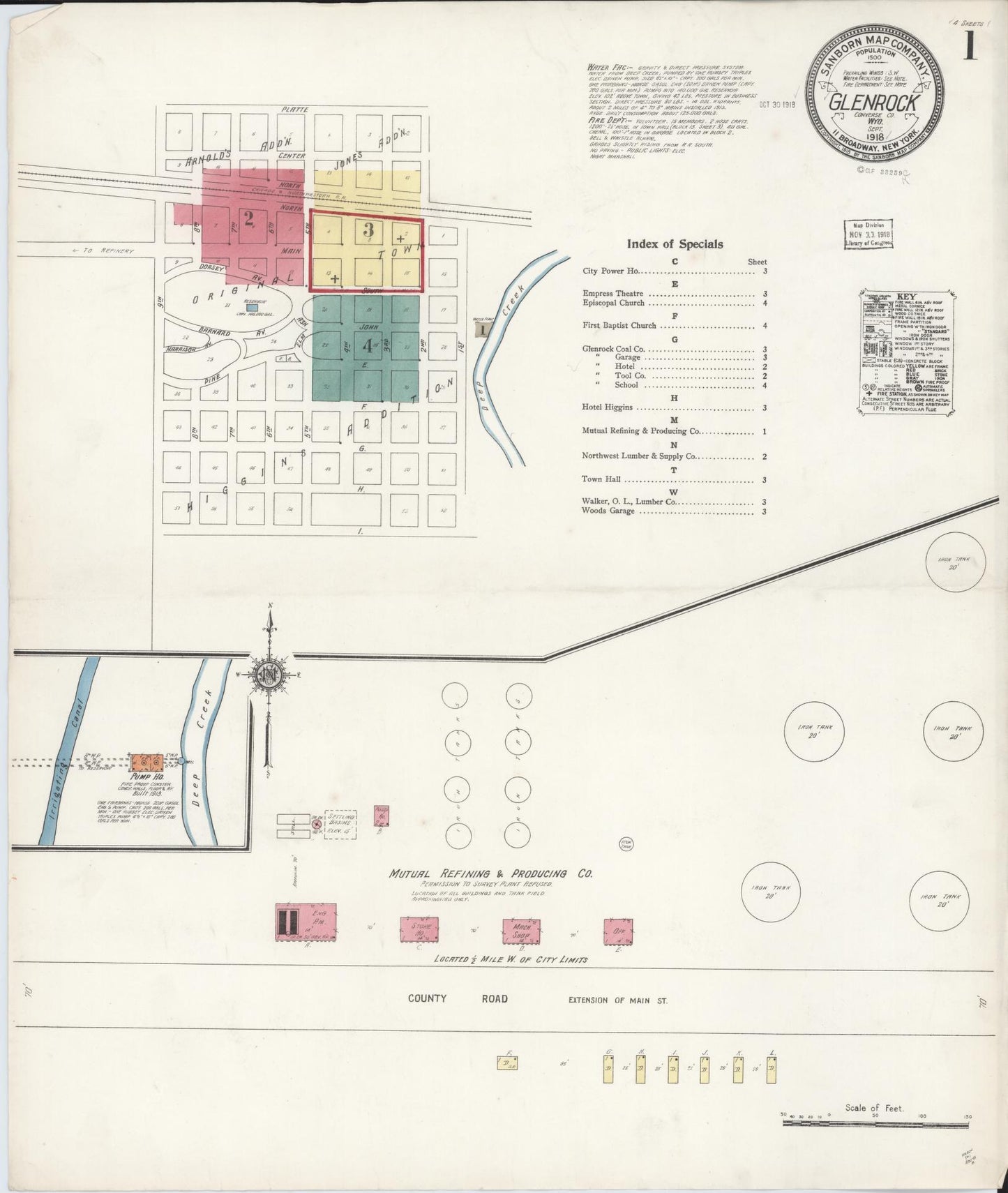 Sanborn Fire Insurance Map from Glenrock, Converse County, Wyoming. (1918) – Historic Sanborn Fire Insurance Map Print