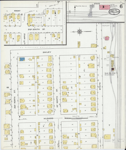 Sanborn Fire Insurance Map from O'Fallon, Saint Clair County, Illinois (1921), Sheet #0006 - Historic Sanborn Fire Insurance Map Print, vintage old map wall art, antique decor, genealogy gift, Illinois Illinois map