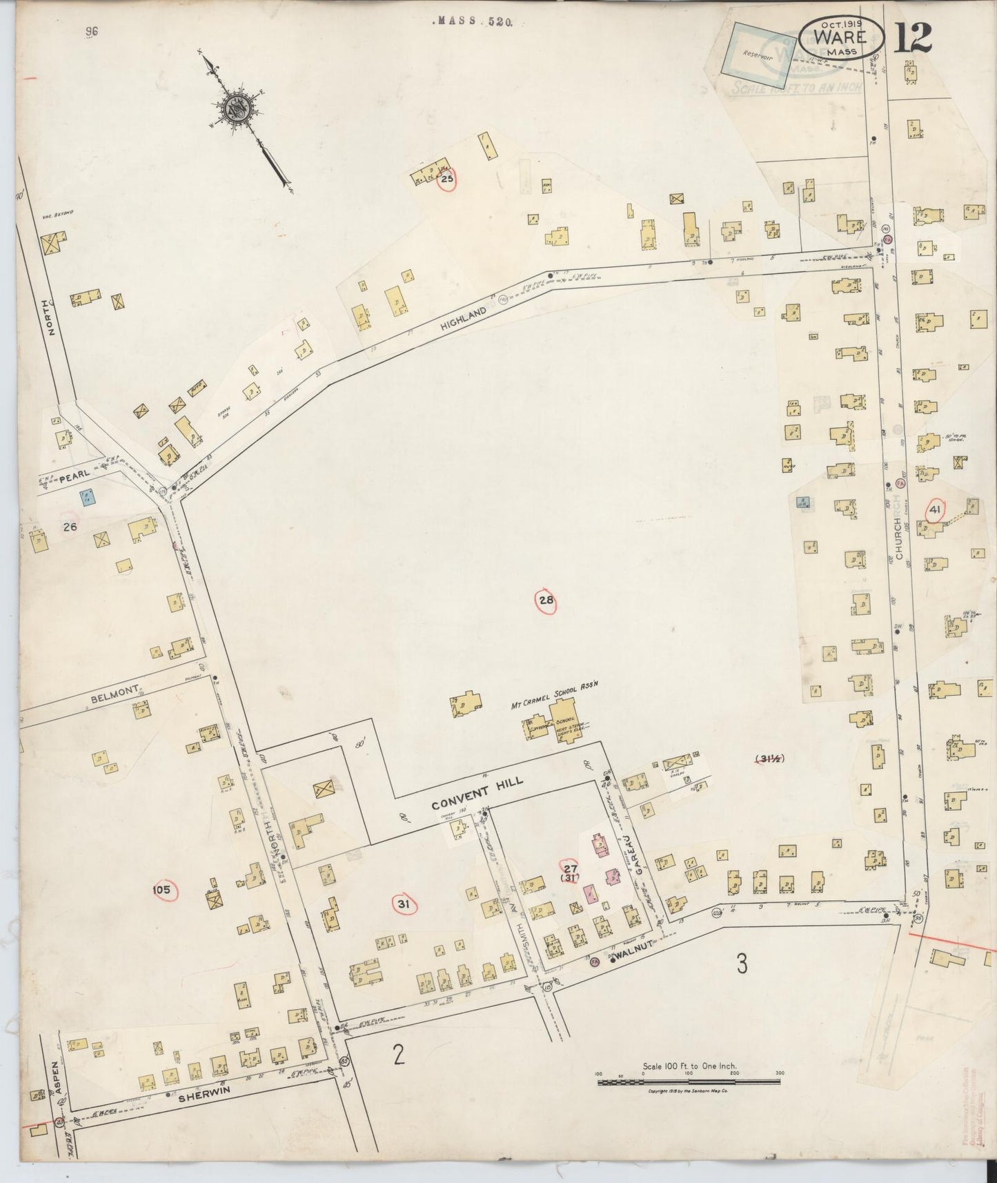 Sanborn Fire Insurance Map from Ware, Hampshire County, Massachusetts (1946), Sheet #0012 - Complete Map Set gallery image, historic Sanborn map, vintage wall art, Massachusetts Massachusetts