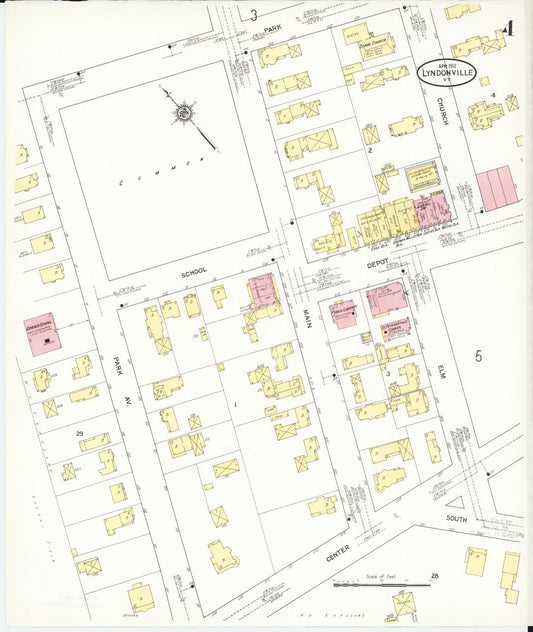 Sanborn Fire Insurance Map from Lyndonville, Caledonia County, Vermont (1912), Sheet #0004 - Historic Sanborn Fire Insurance Map Print, vintage old map wall art, antique decor, genealogy gift, Vermont Vermont map