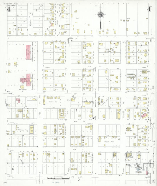 Sanborn Fire Insurance Map from Seagraves, Gaines County, Texas (1940), Sheet #0004 - Historic Sanborn Fire Insurance Map Print, vintage old map wall art, antique decor, genealogy gift, Texas Texas map