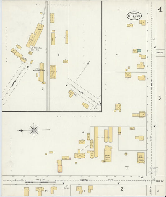 Sanborn Fire Insurance Map from Dryden, Tompkins County, New York (1904), Sheet #0004 - Historic Sanborn Fire Insurance Map Print, vintage old map wall art, antique decor, genealogy gift, New York New York map
