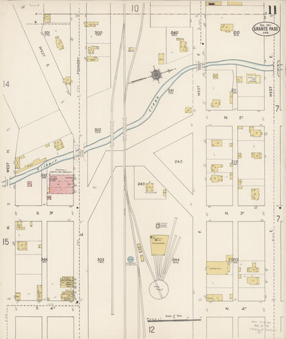 Sanborn Fire Insurance Map from Grants Pass, Josephine County, Oregon (1911), Sheet #0011 - Complete Map Set gallery image, historic Sanborn map, vintage wall art, Oregon Oregon