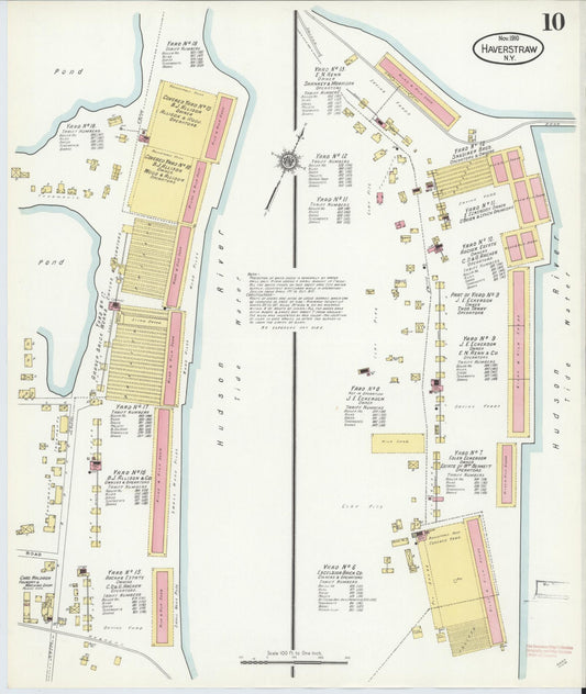 Sanborn Fire Insurance Map from Haverstraw, Rockland County, New York (1910), Sheet #0010 - Historic Sanborn Fire Insurance Map Print, vintage old map wall art, antique decor, genealogy gift, New York New York map
