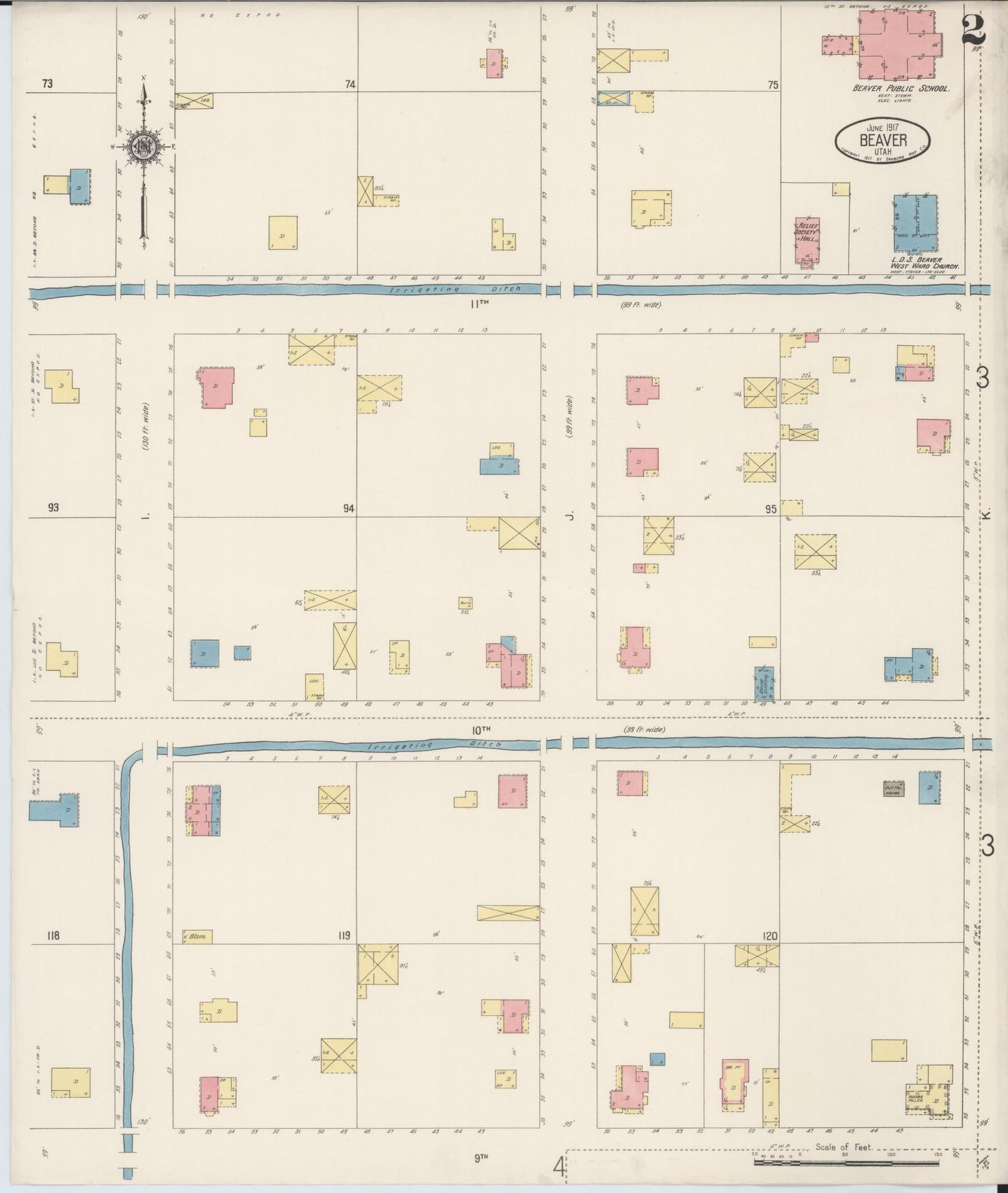 Sanborn Fire Insurance Map from Beaver, Beaver County, Utah (1917), Sheet #0002 - Complete Map Set gallery image, historic Sanborn map, vintage wall art, Utah Utah