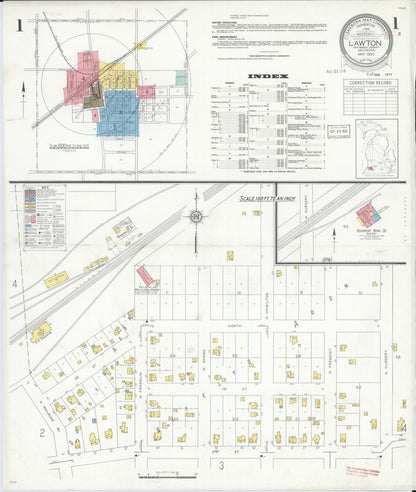 Sanborn Fire Insurance Map from Lawton, Van Buren County, Michigan (1935), Sheet #0001 - Historic Sanborn Fire Insurance Map Print, vintage old map wall art, antique decor, genealogy gift, Michigan Michigan map