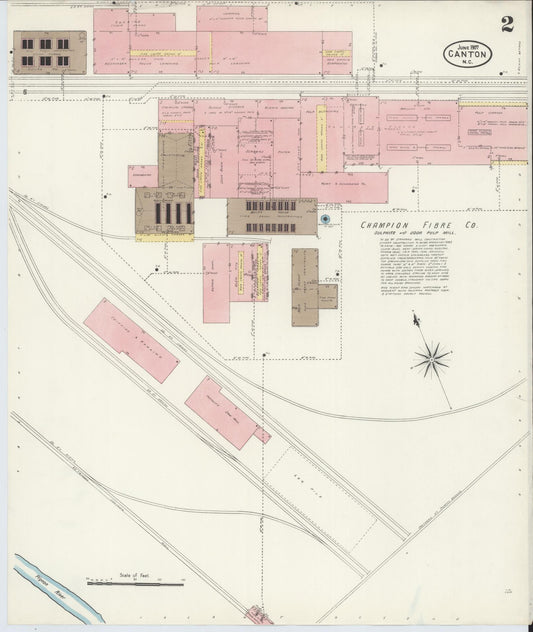 Sanborn Fire Insurance Map from Canton, Haywood County, North Carolina (1907), Sheet #0002 - Historic Sanborn Fire Insurance Map Print, vintage old map wall art, antique decor, genealogy gift, North Carolina North Carolina map