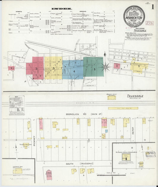Sanborn Fire Insurance Map from Warrenton, Warren County, Missouri (1909), Sheet #0001 - Complete Map Set gallery image, historic Sanborn map, vintage wall art, Missouri Missouri