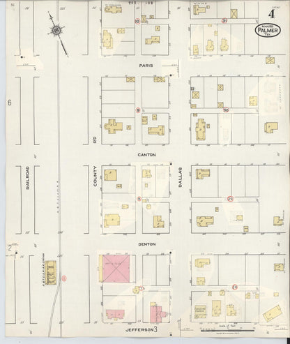 Sanborn Fire Insurance Map from Palmer, Ellis County, Texas (1936), Sheet #0004 - Historic Sanborn Fire Insurance Map Print, vintage old map wall art, antique decor, genealogy gift, Texas Texas map