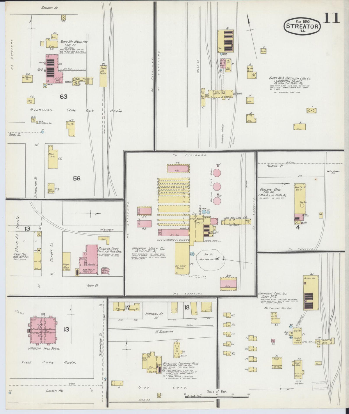 Sanborn Fire Insurance Map from Streator, La Salle County, Illinois (1892), Sheet #0011 - Complete Map Set gallery image, historic Sanborn map, vintage wall art, Illinois Illinois