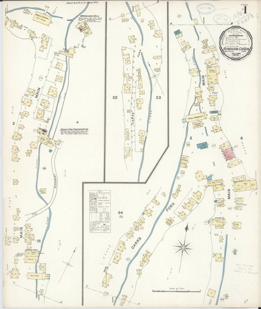 Sanborn Fire Insurance Map from Bingham Canyon, Salt Lake County, Utah (1898), Sheet #0001 - Historic Sanborn Fire Insurance Map Print, vintage old map wall art, antique decor, genealogy gift, Utah Utah map