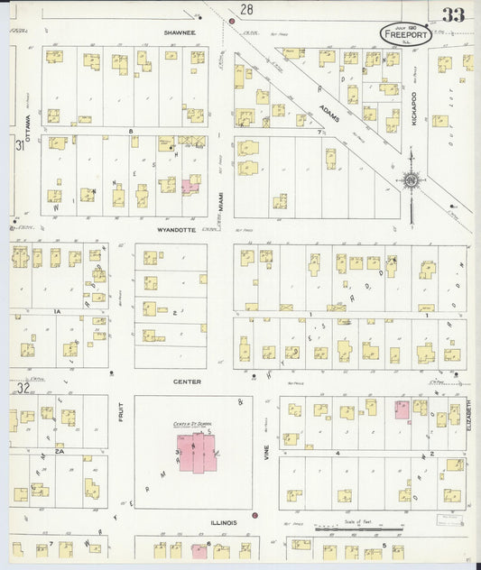 Sanborn Fire Insurance Map from Freeport, Stephenson County, Illinois (1910), Sheet #0033 - Historic Sanborn Fire Insurance Map Print, vintage old map wall art, antique decor, genealogy gift, Illinois Illinois map