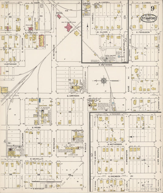 Sanborn Fire Insurance Map from Stamford, Jones County, Texas (1922), Sheet #0009 - Historic Sanborn Fire Insurance Map Print, vintage old map wall art, antique decor, genealogy gift, Texas Texas map