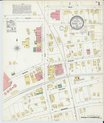 Sanborn Fire Insurance Map from Mineral City, Tuscarawas County, Ohio (1902), Sheet #0001 - Historic Sanborn Fire Insurance Map Print, vintage old map wall art, antique decor, genealogy gift, Ohio Ohio map