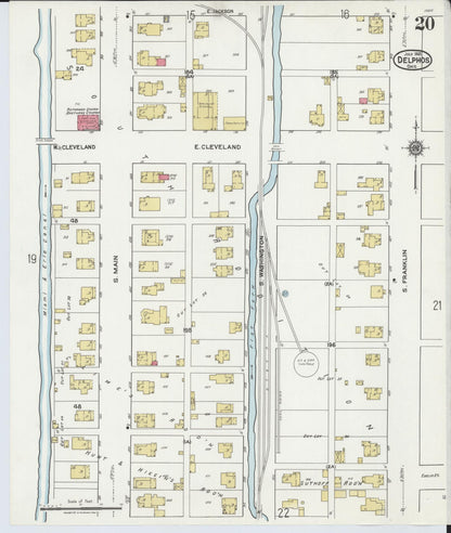 Sanborn Fire Insurance Map from Delphos, Van Wert And Allen Counties, Ohio (1921), Sheet #0020 - Historic Sanborn Fire Insurance Map Print, vintage old map wall art, antique decor, genealogy gift, Ohio Ohio map