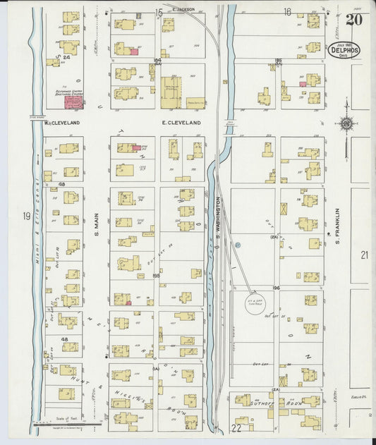 Sanborn Fire Insurance Map from Delphos, Van Wert And Allen Counties, Ohio (1921), Sheet #0020 - Historic Sanborn Fire Insurance Map Print, vintage old map wall art, antique decor, genealogy gift, Ohio Ohio map