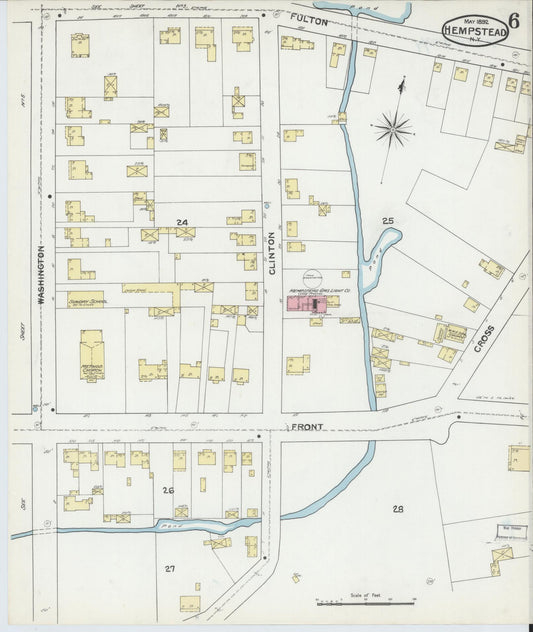 Sanborn Fire Insurance Map from Hempstead, Nassau County, New York (1892), Sheet #0006 - Historic Sanborn Fire Insurance Map Print, vintage old map wall art, antique decor, genealogy gift, New York New York map