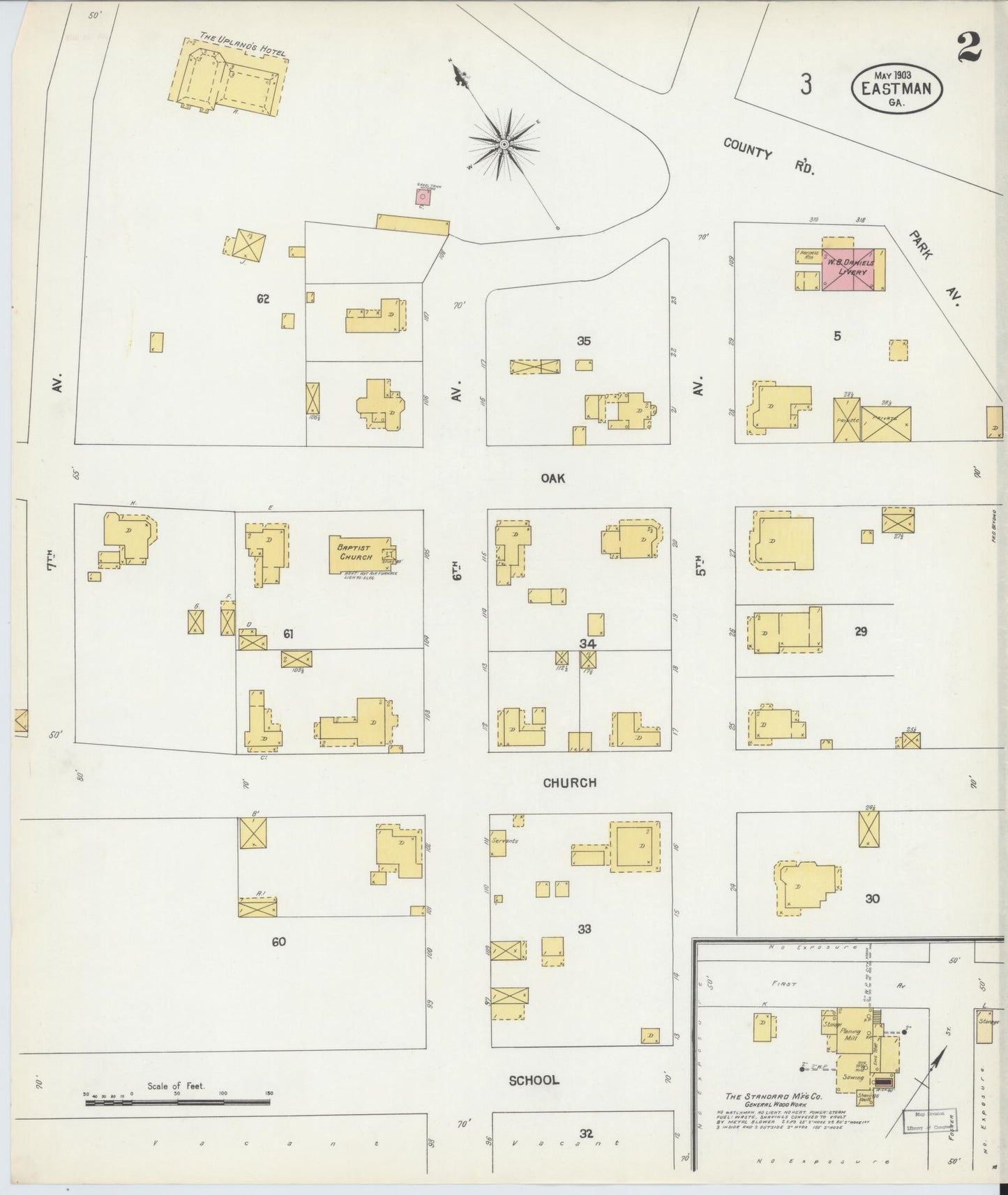 Sanborn Fire Insurance Map from Eastman, Dodge County, Georgia (1903), Sheet #0002 - Complete Map Set gallery image, historic Sanborn map, vintage wall art, Georgia Georgia