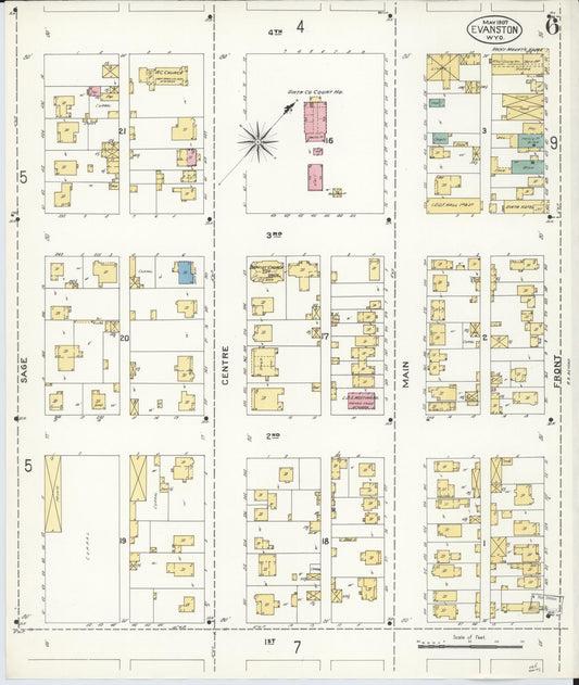 Sanborn Fire Insurance Map from Evanston, Uinta County, Wyoming (1907), Sheet #0006 - Historic Sanborn Fire Insurance Map Print, vintage old map wall art, antique decor, genealogy gift, Wyoming Wyoming map