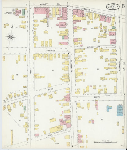 Sanborn Fire Insurance Map from Easton, Talbot County, Maryland (1896), Sheet #0003 - Complete Map Set gallery image, historic Sanborn map, vintage wall art, Maryland Maryland