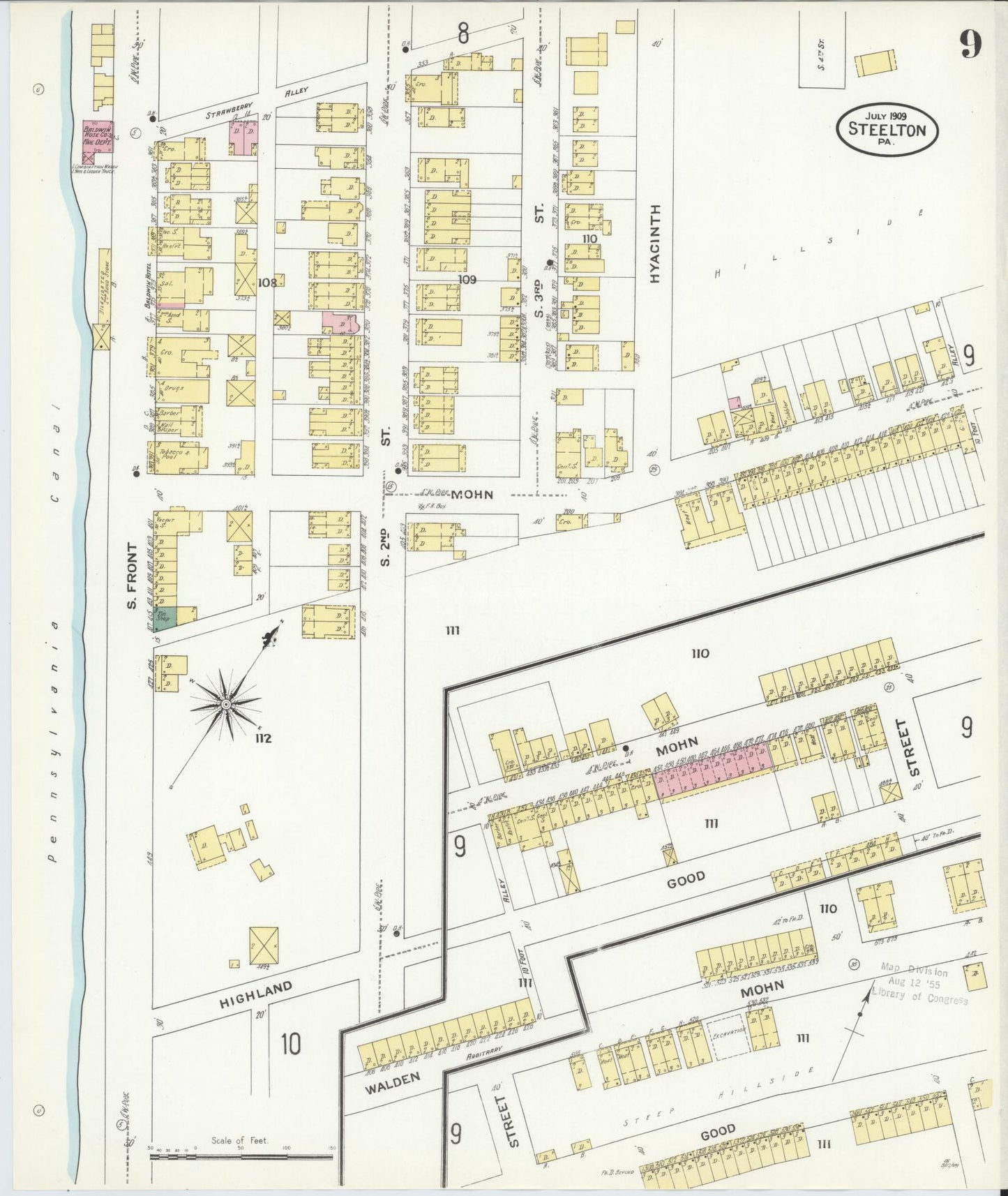 Sanborn Fire Insurance Map from Steelton, Dauphin County, Pennsylvania (1909), Sheet #0009 - Complete Map Set gallery image, historic Sanborn map, vintage wall art, Pennsylvania Pennsylvania