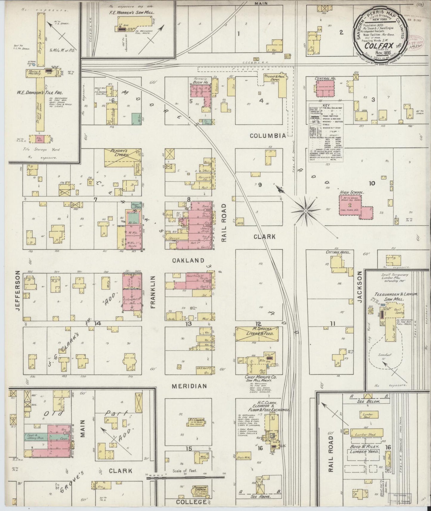 Sanborn Fire Insurance Map from Colfax, Clinton County, Indiana. (1895) – Historic Sanborn Fire Insurance Map Print