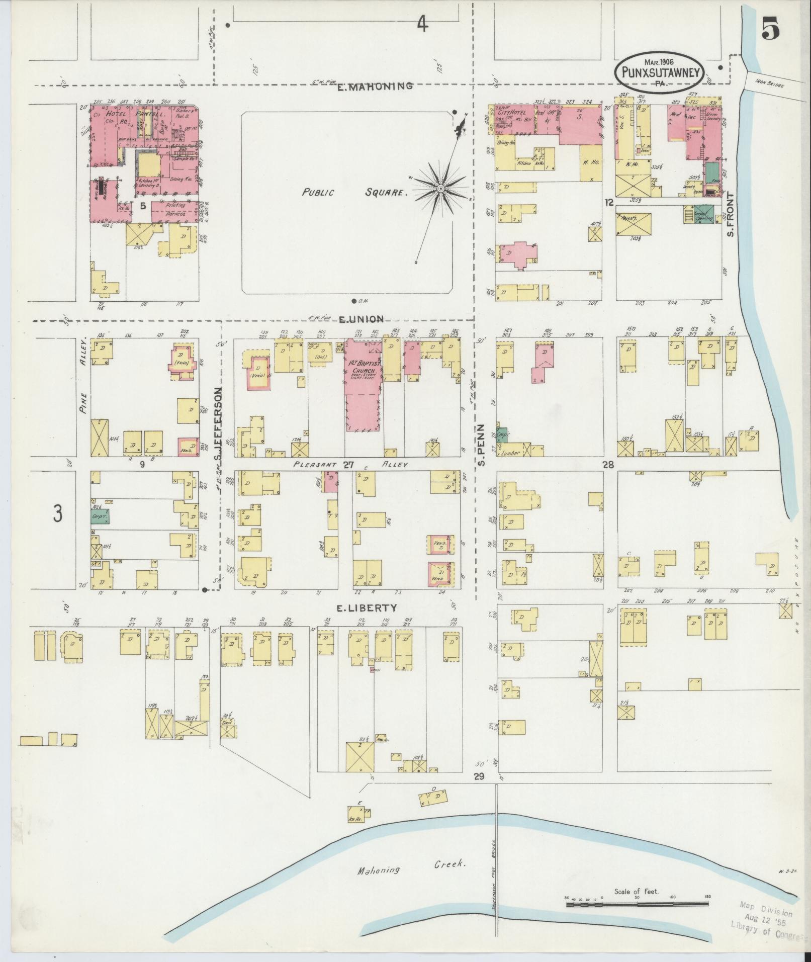 Sanborn Fire Insurance Map from Punxsutawney, Jefferson County, Pennsylvania (1906), Sheet #0005 - Complete Map Set gallery image, historic Sanborn map, vintage wall art, Pennsylvania Pennsylvania